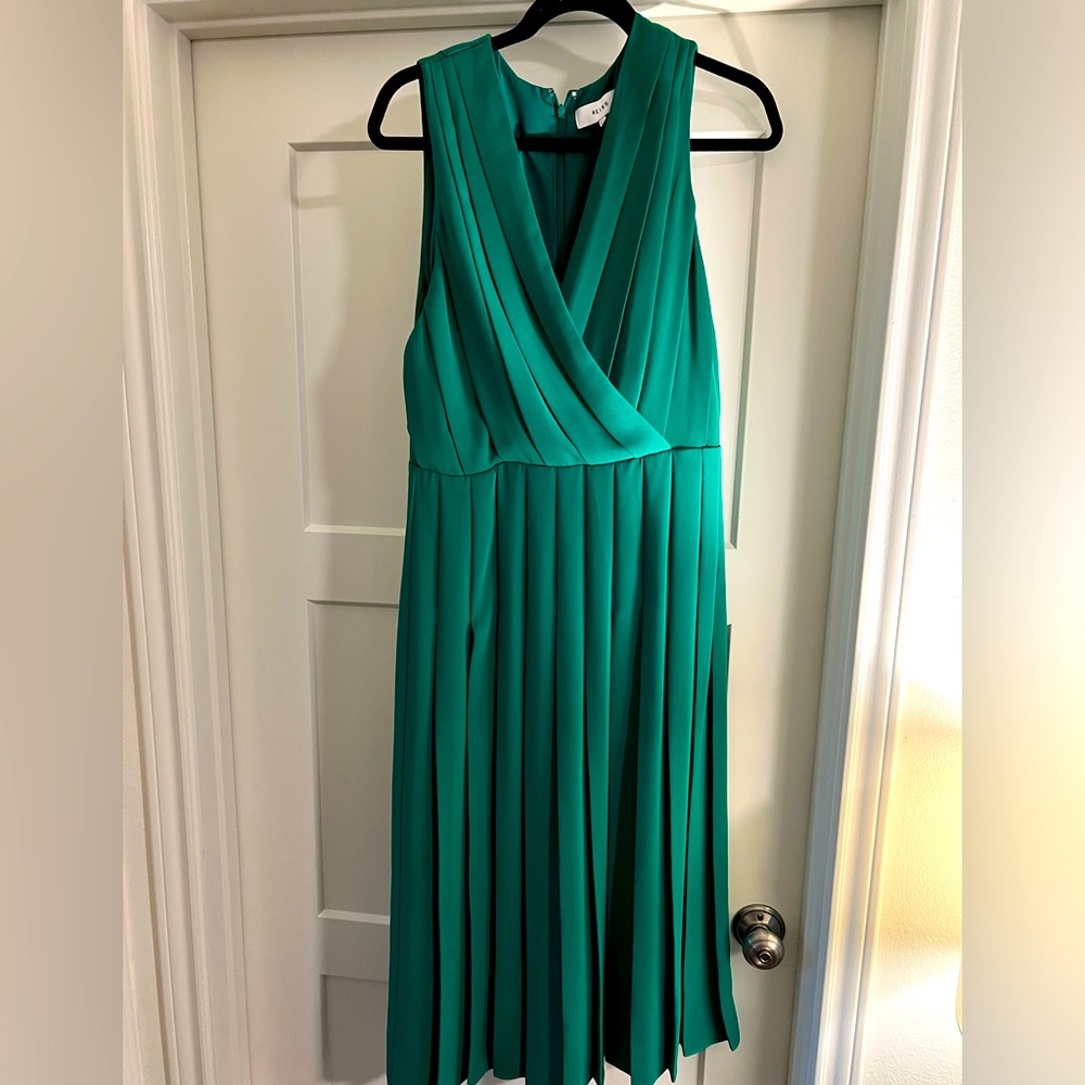 Reiss Green Pleated Cocktail Dress Size 8